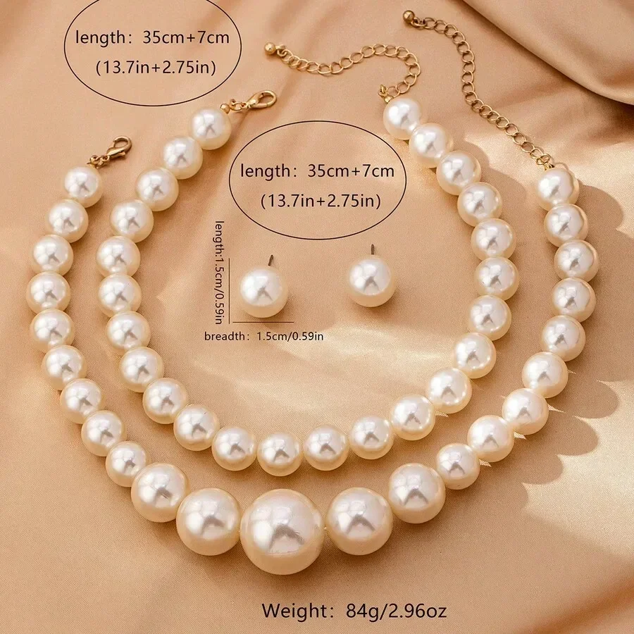 Pearl Necklace Set - Elegant Pearl Necklace Set With Earrings