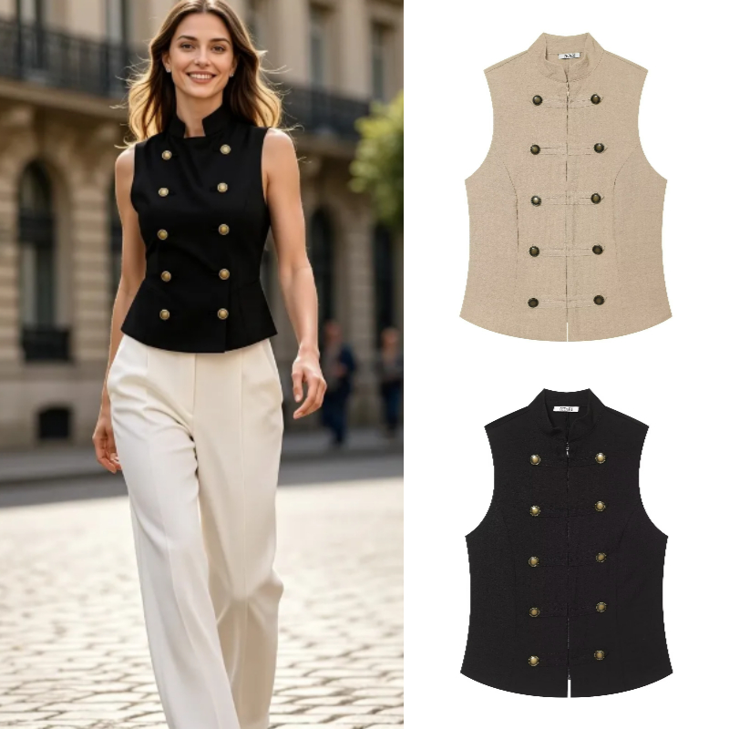 Women'S Formal Wear Blouse - Women's Slim Fit Sleeveless Button Down