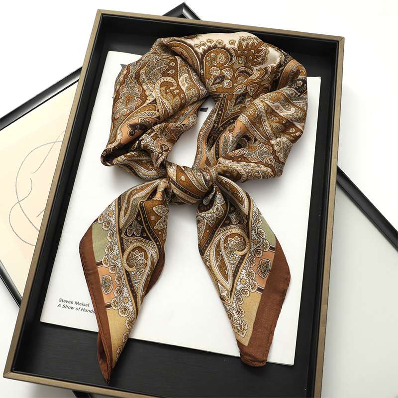 Bohemian Style Print Luxury Br - Scarf Silk Neck review and price