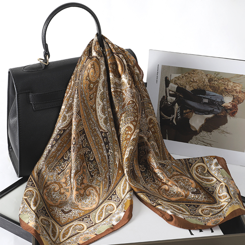 Bohemian Style Print Luxury Br - Scarf Silk Neck review and price