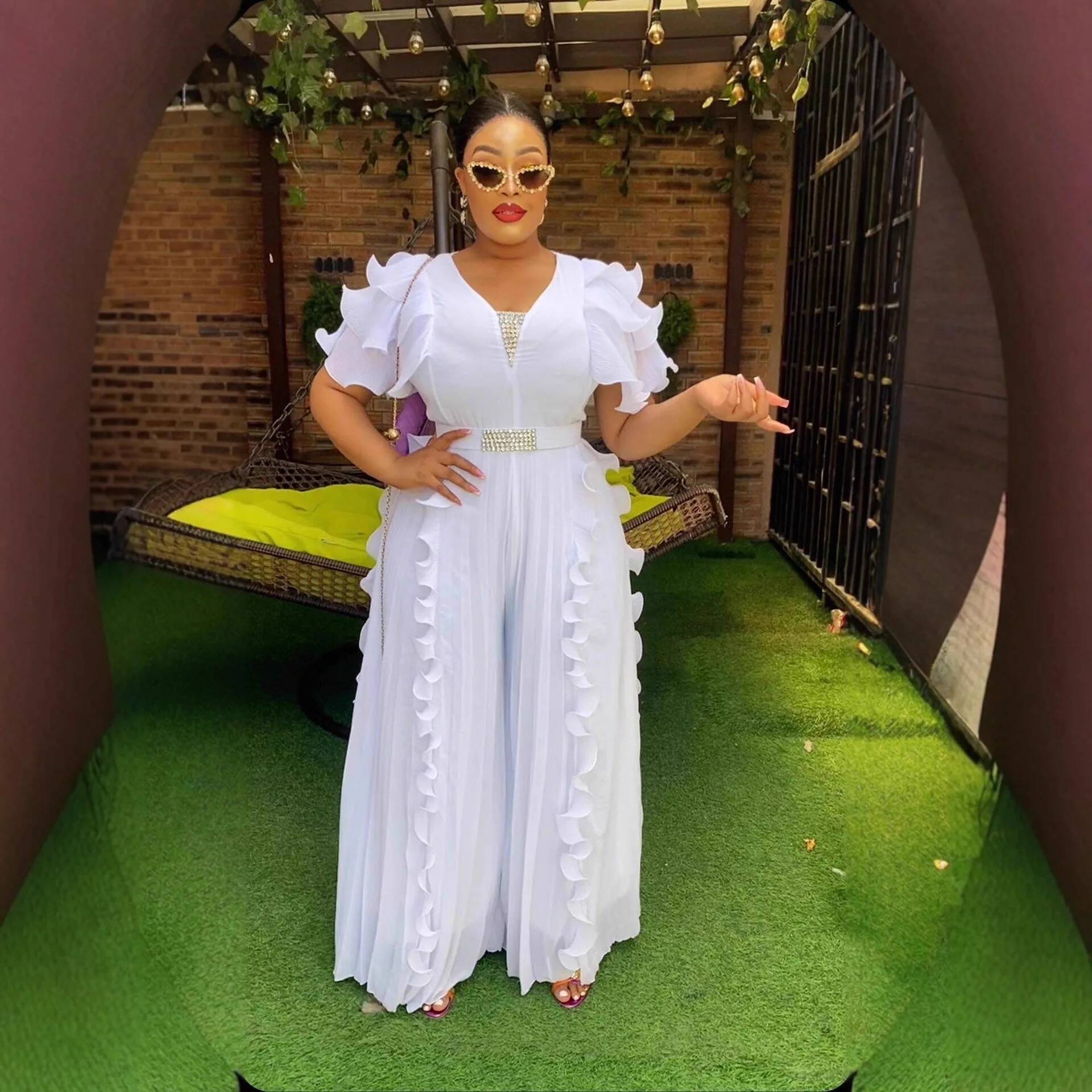 Plus Size Women's V-neck Ruffl - Women Formal Wear For Summer review and price