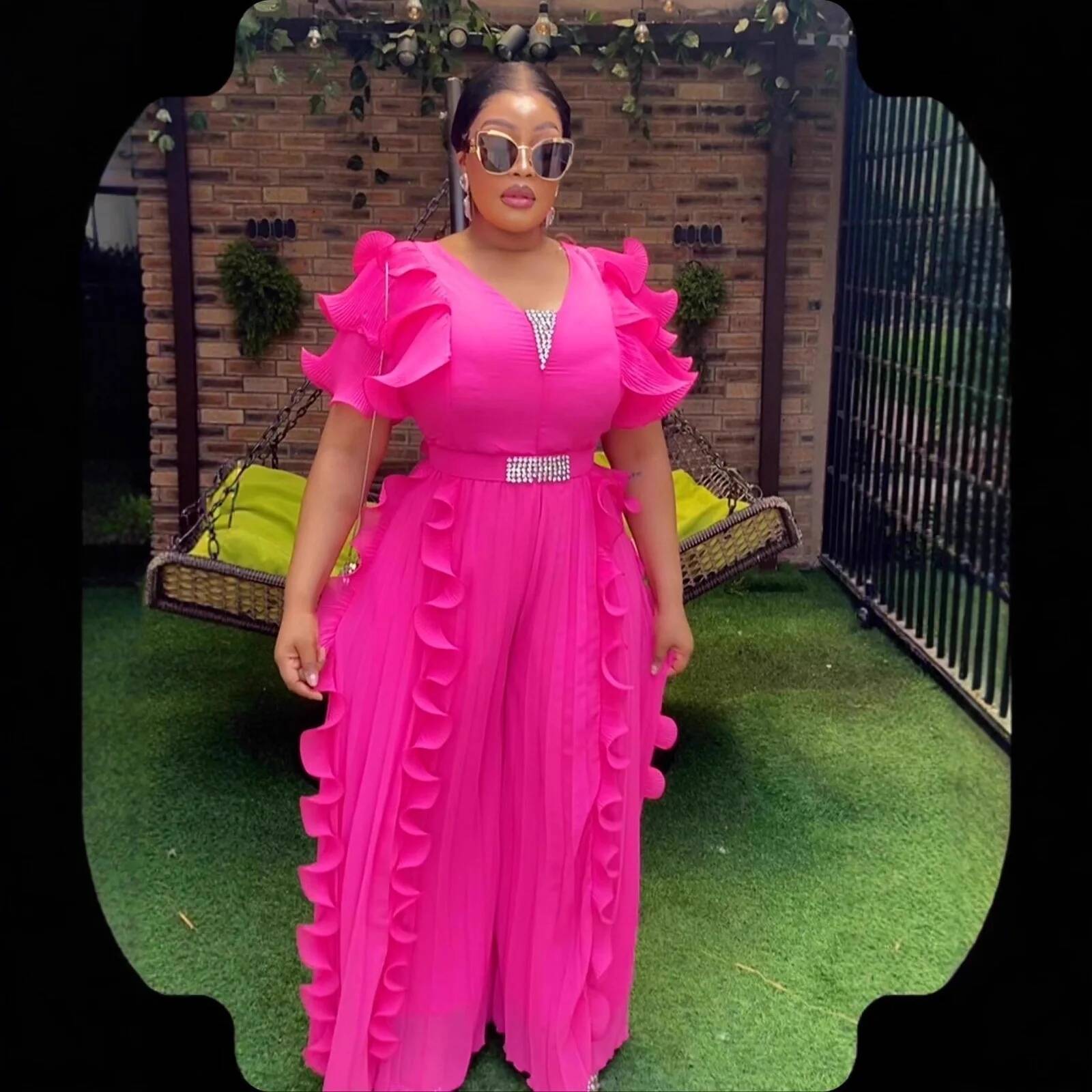 Plus Size Women's V-neck Ruffl - Women Formal Wear For Summer review and price