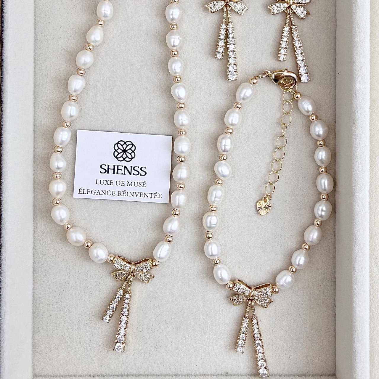 Natural Rice-Shaped Pearl Bowk - Pearl Necklace Set review and price