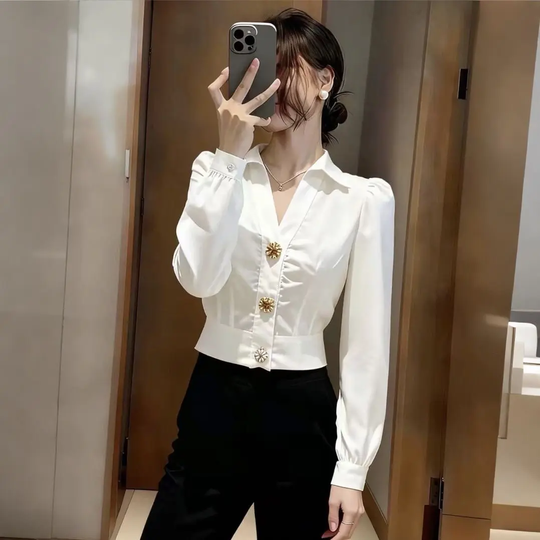 Elegant White Shirt V Neck Blo - Women'S Formal Wear Blouse review and price