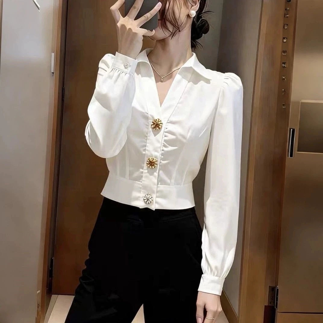 Elegant White Shirt V Neck Blo - Women'S Formal Wear Blouse review and price