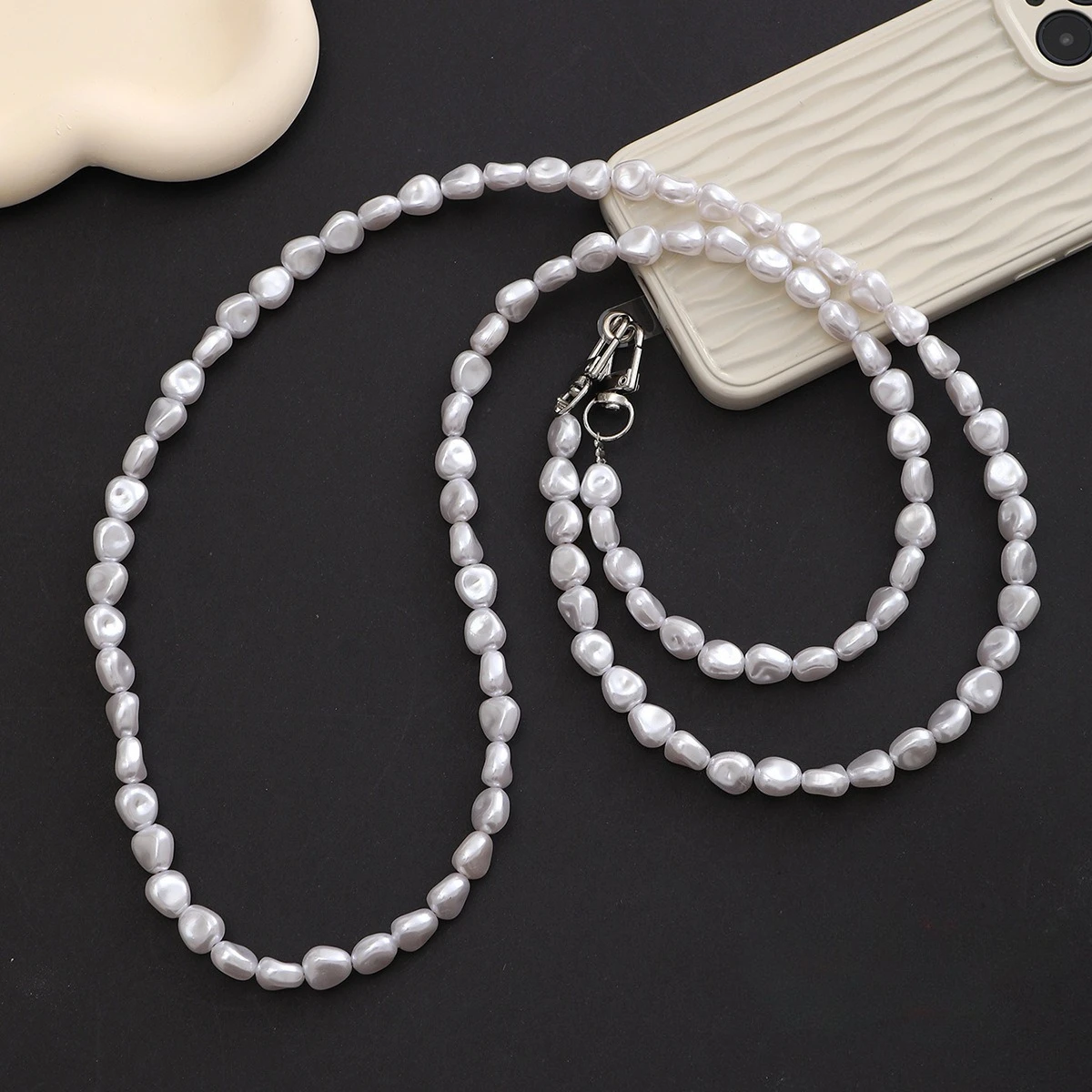 Mobile Phone Lanyard Luxury Pe - Pearl Necklace Set review and price