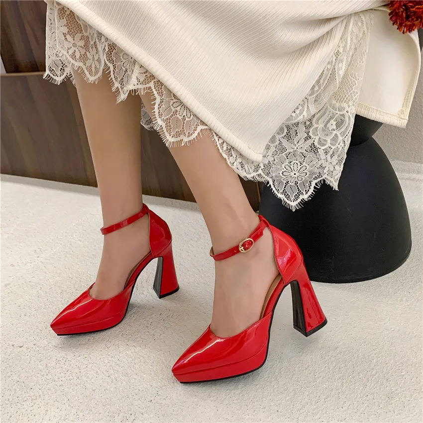Red Black Patent Leather Platf - Women Formal Wear For Summer review and price