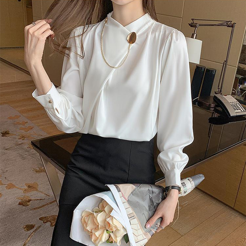 Solid Color Elegant Long Sleev - Women'S Formal Wear Blouse review and price
