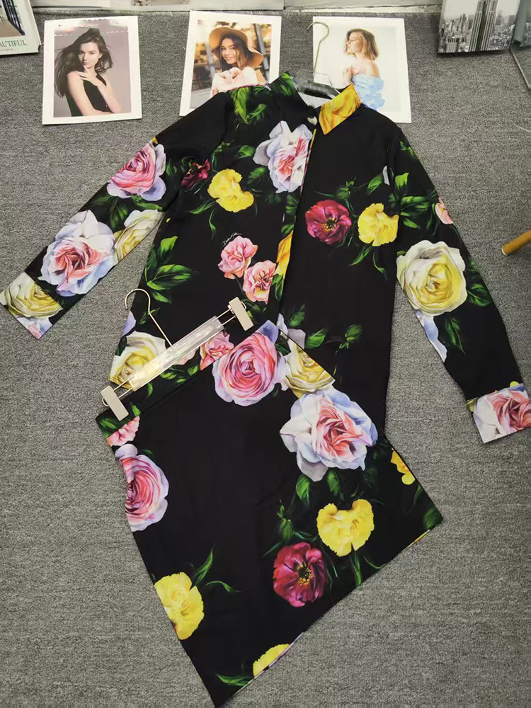 Retro flower print long-sleeve - Women Formal Wear For Summer review and price
