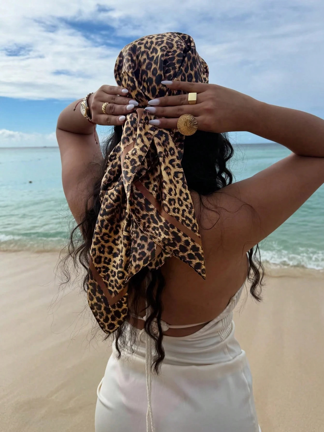 90cm Leopard Print Neckerchief - Scarf Silk Neck review and price