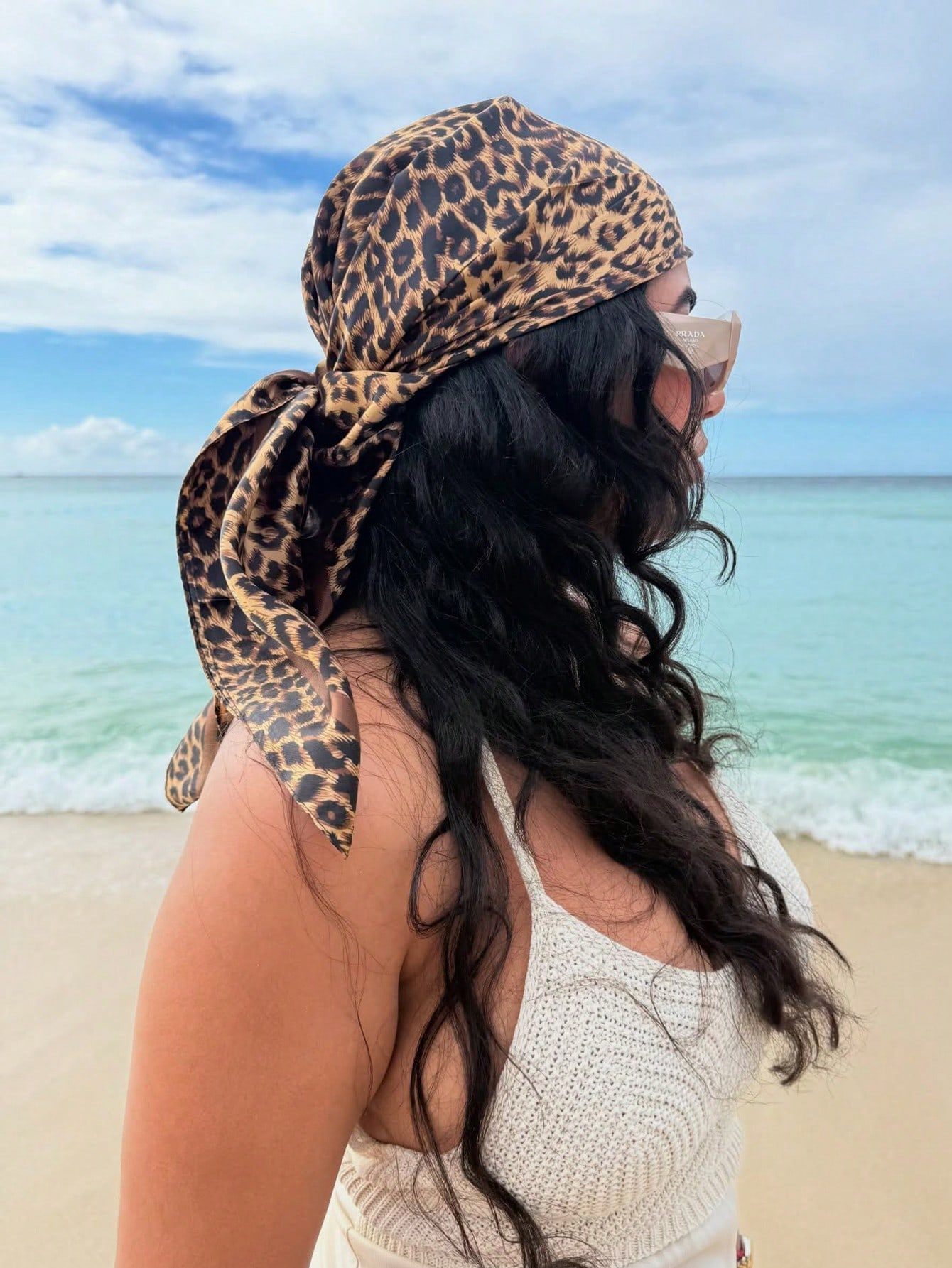 90cm Leopard Print Neckerchief - Scarf Silk Neck review and price