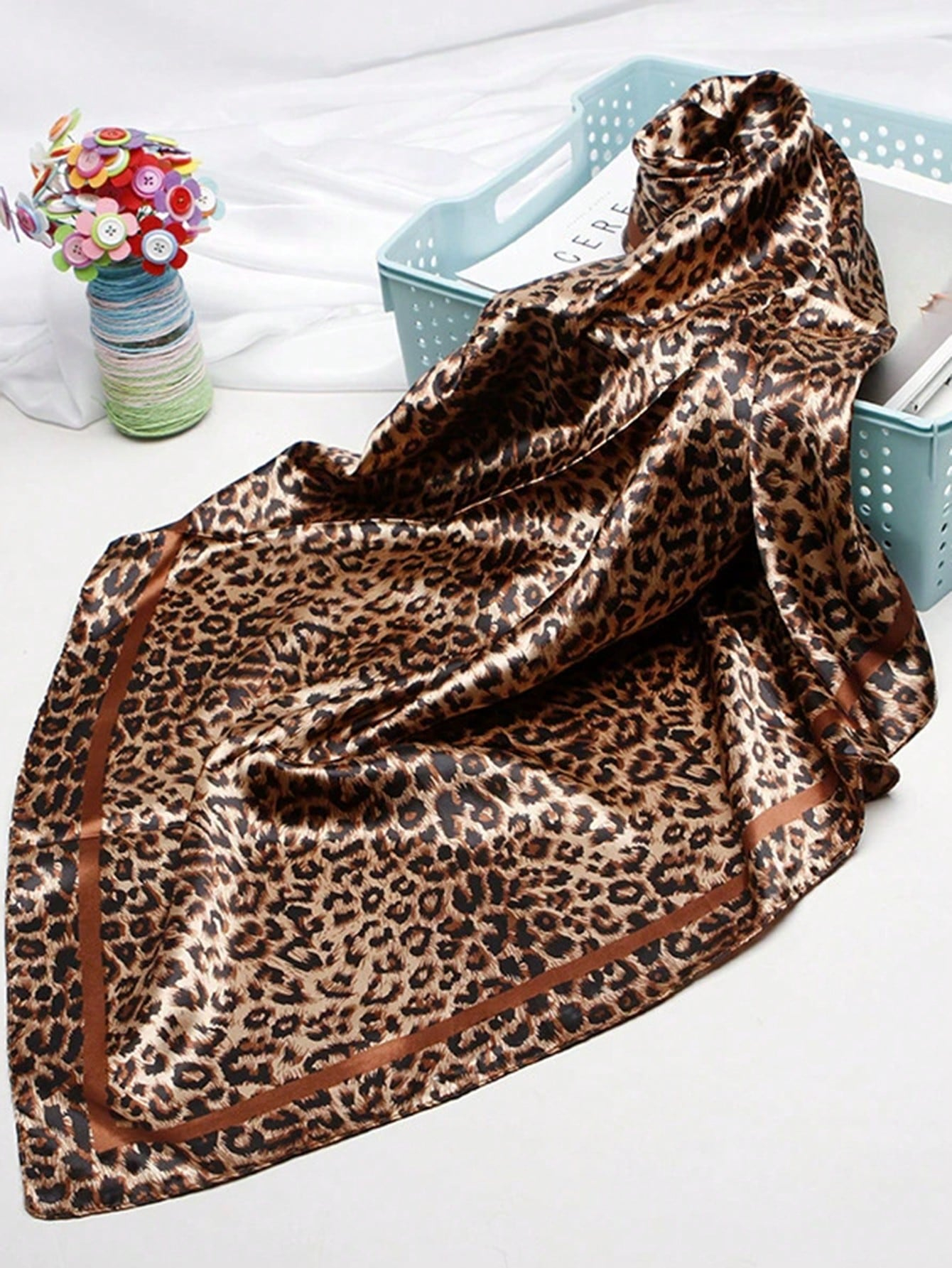 90cm Leopard Print Neckerchief - Scarf Silk Neck review and price