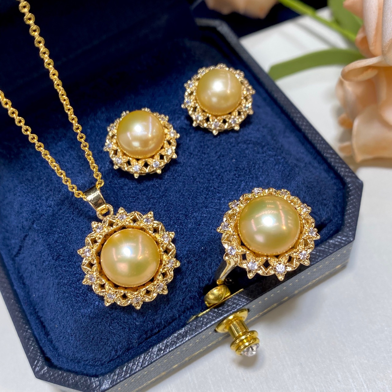 one Set freshwater pearl yello - Pearl Necklace Set review and price