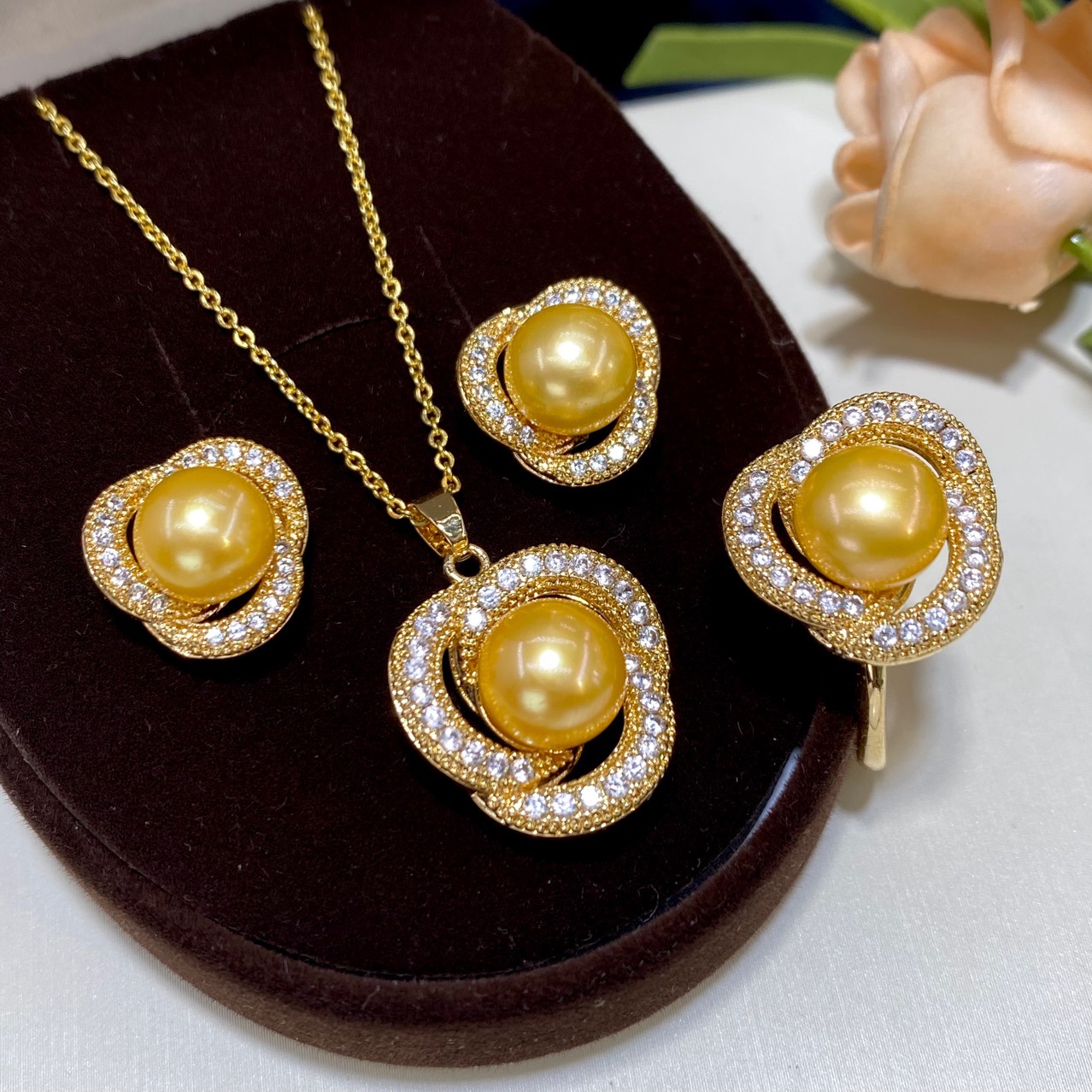 one Set freshwater pearl yello - Pearl Necklace Set review and price