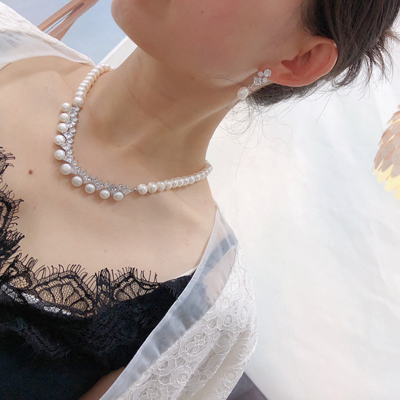 one Set freshwater pearl white - Pearl Necklace Set review and price