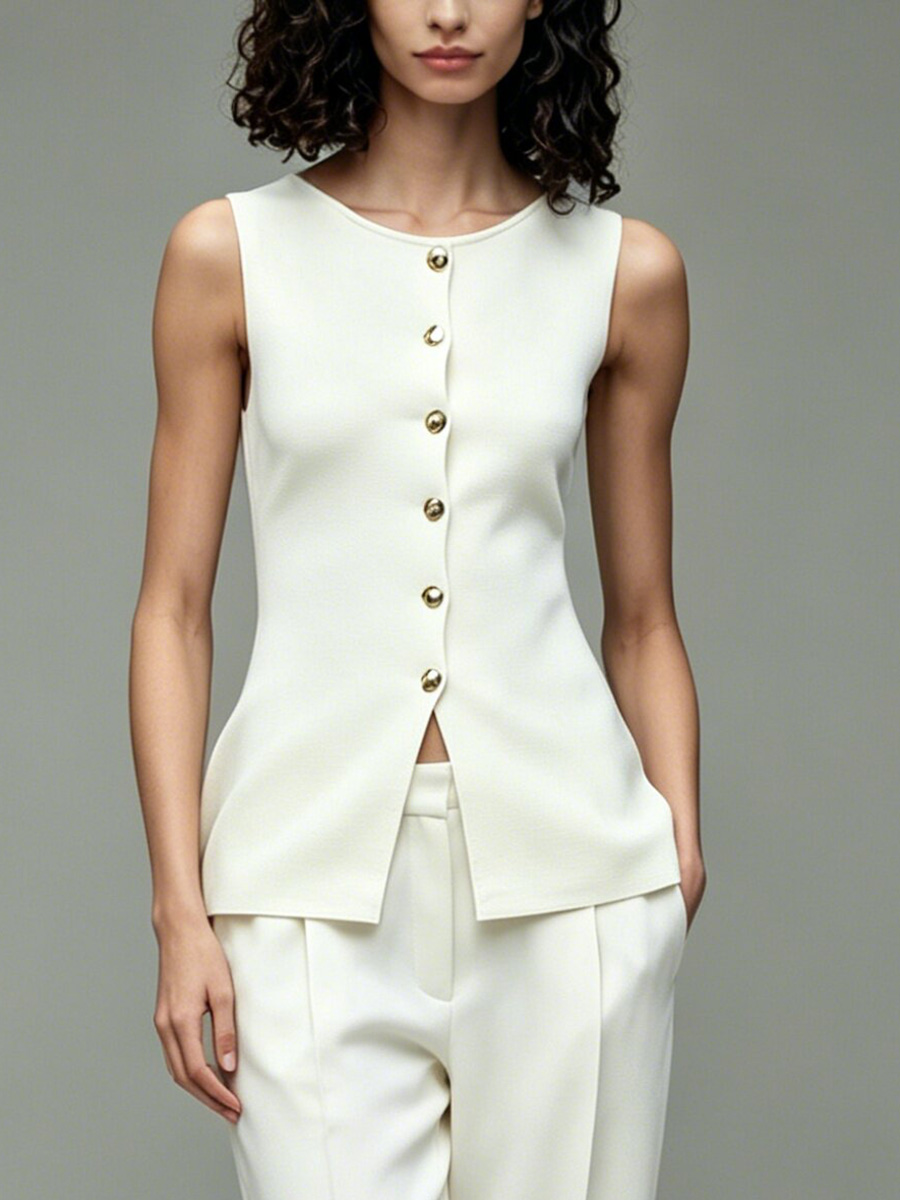 LIMO Knit Sleeveless Button Do - Women'S Formal Wear Blouse review and price