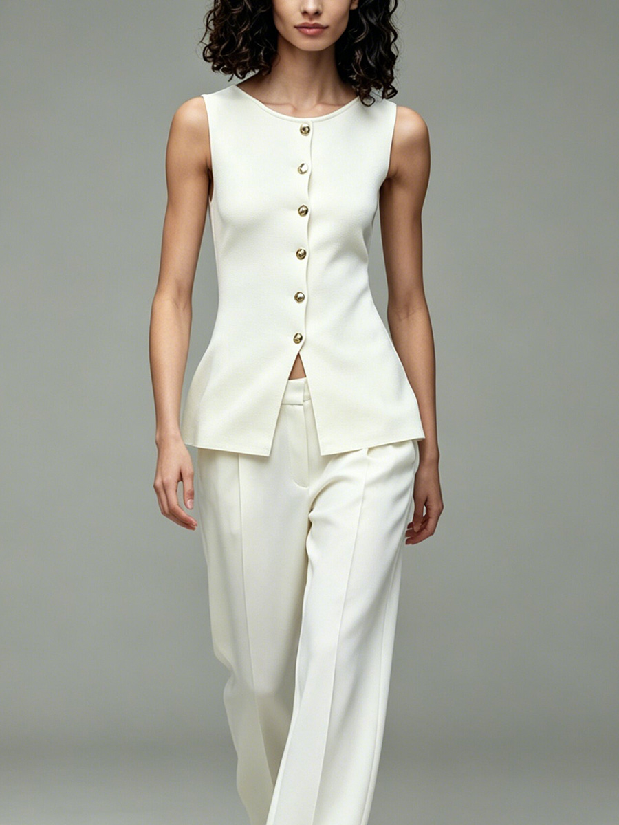 LIMO Knit Sleeveless Button Do - Women'S Formal Wear Blouse review and price