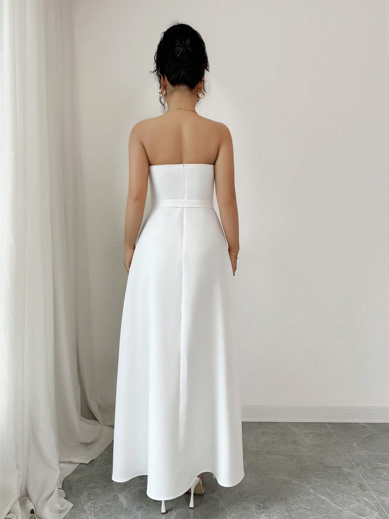 Women's White Strapless Maxi D - Women Formal Wear Belt review and price