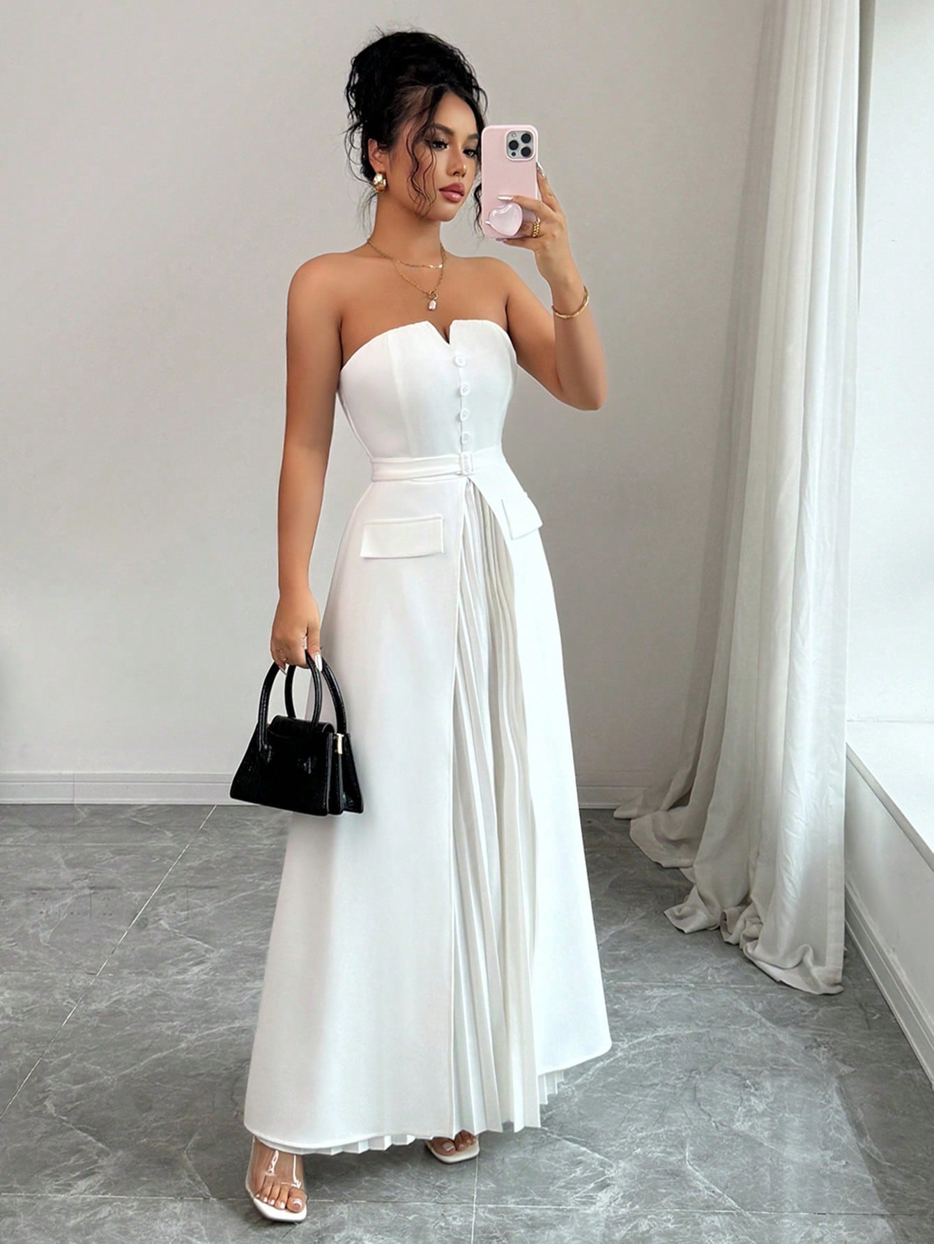 Women's White Strapless Maxi D - Women Formal Wear Belt review and price