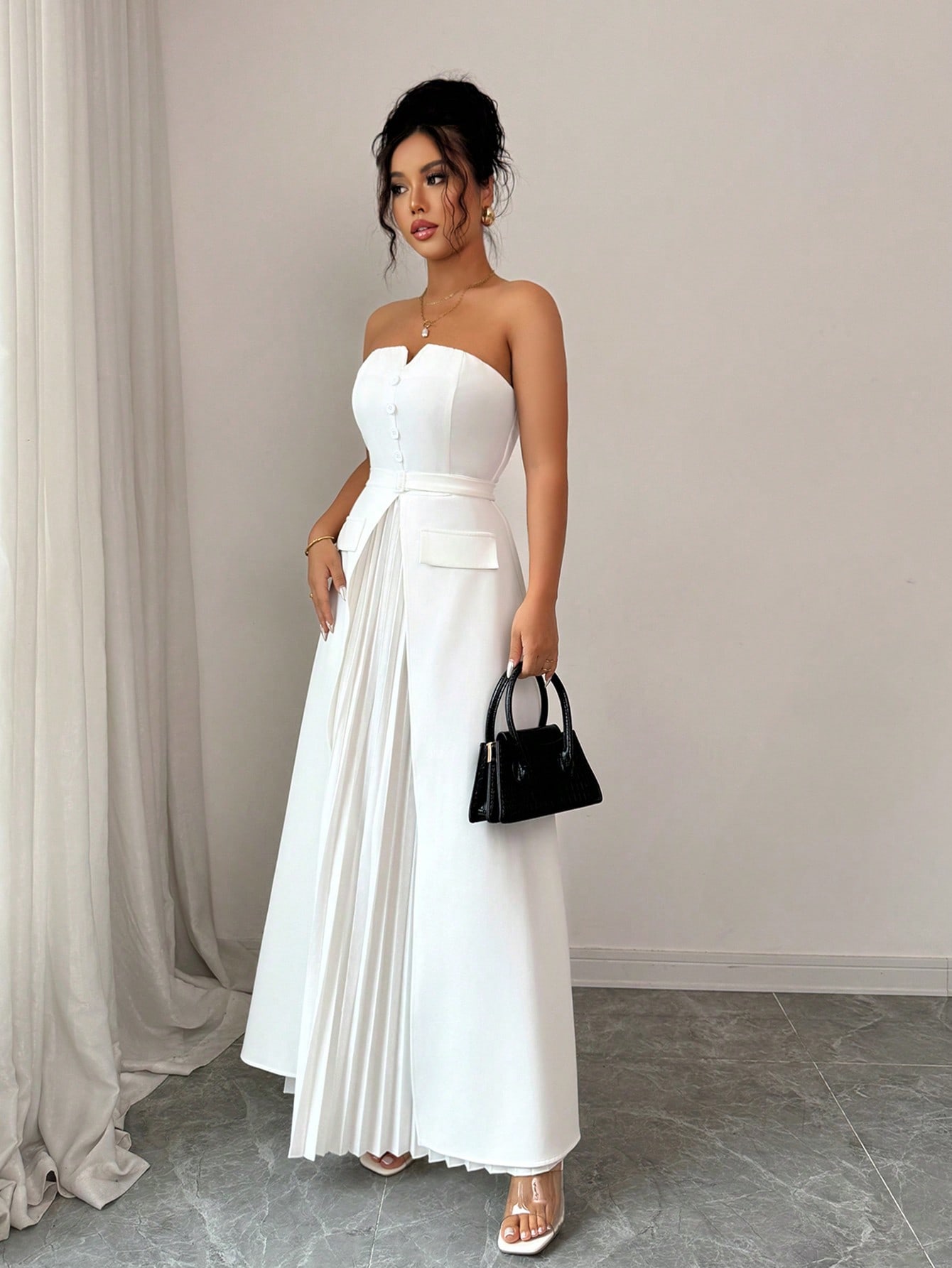 Women's White Strapless Maxi D - Women Formal Wear Belt review and price